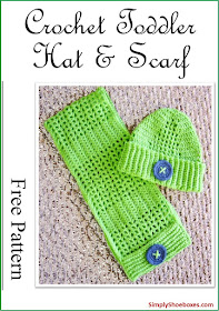 Crochet toddler hat and scarf:  free pattern.  Designed for an Operation Christmas Child shoebox.