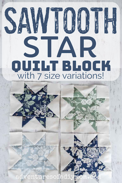 sawtooth star quilt blocks with text overlay
