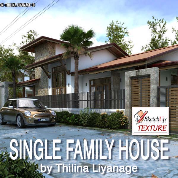  designed yesteryear Thilina Liyanage is a unmarried menage unit of measurement abode amongst a overnice game of volumes SKETCHUP FREE 3D MODEL SINGLE FAMILY HOUSE & VISOPT
