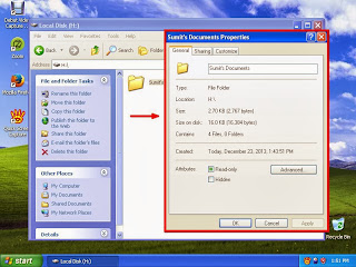 Learn how to hide files and folders in windowsXP step8