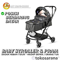 Kereta Dorong Bayi Pacific Jr PC-K8800 Baru Lahir-25kg Hadap Depan / Orang Tua Duduk Rebah Tidur Posisi Berbaring Datar 2-in-1 Baby Stroller & Pram