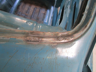 Right side frame front windshield built up with weld