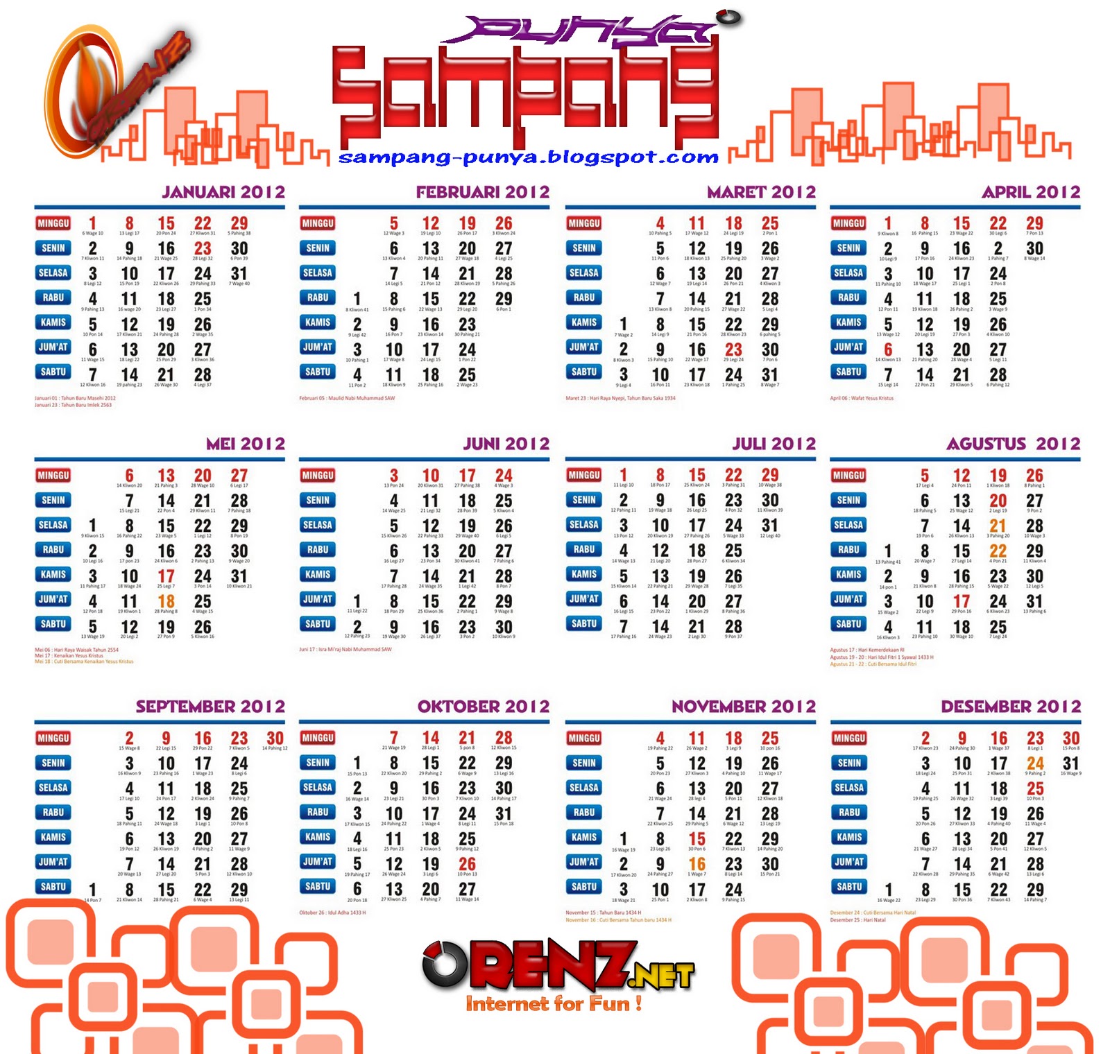 Kalender 2012 dan NamaNama Bulan Di Madura Sampang Punya