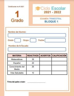 Examen Trimestral Bloque 1 Primer grado 2021-2022