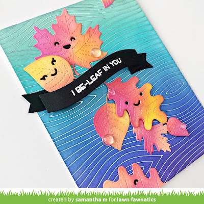 I Be-Leaf in You Card by Samantha Mann for Lawn Fawnatics Challenge, Lawn Fawn, Hot Foil, Autumn, Fall, Distress Inks, Ink Blending, Color Inspiration, #lawnfawnatics #lawnfawn #lawnfawndiecuts #diecutting #distressinks #hotfoil