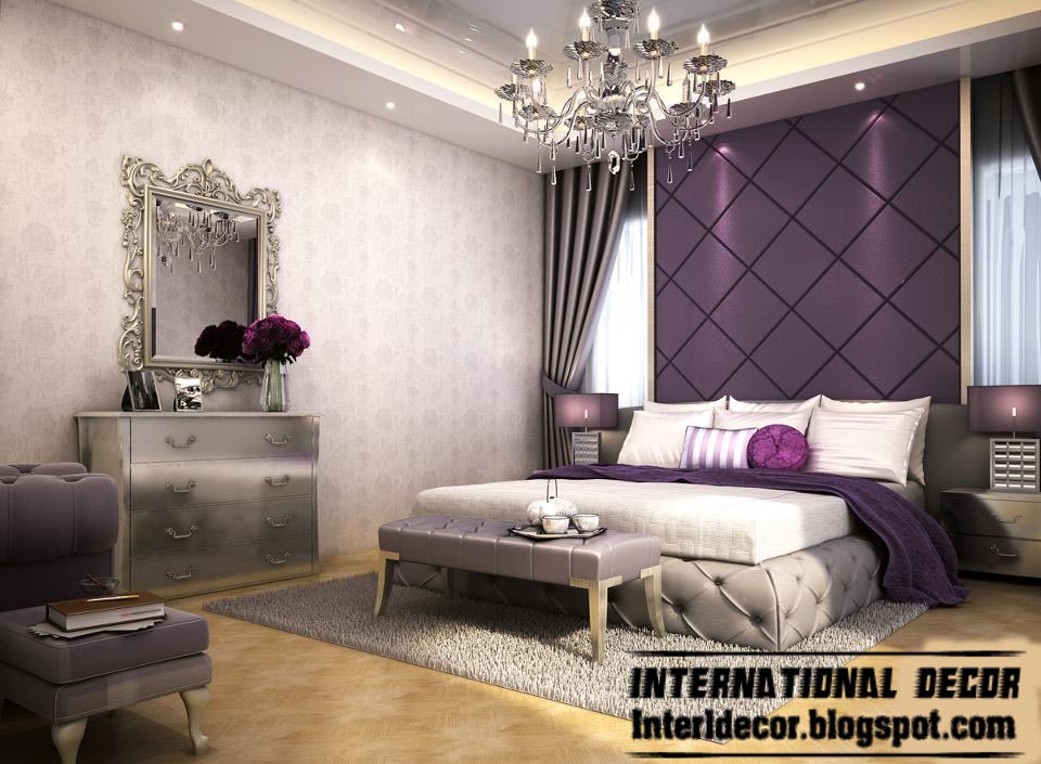 Contemporary bedroom designs ideas with false ceiling and decorations - Contemporary BeDroom Design AnD Purple Wall Decoration IDeas