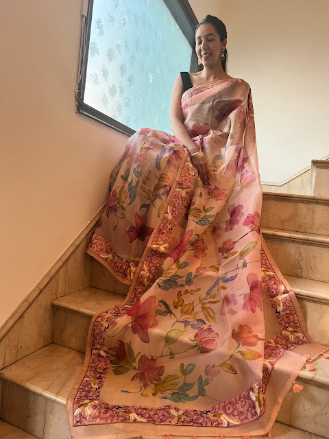 Parsi Gara hand embroidered Kota silk saree