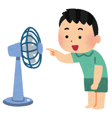 扇風機に指を入れようとしている子供のイラスト