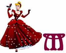 Abecedario de Cenicienta con Vestido de Fiesta Rojo.