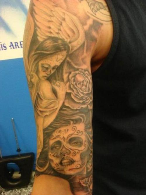 tattoo croos artist ink and sleeve vs angel