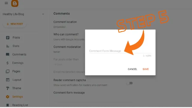 Comment Form Message