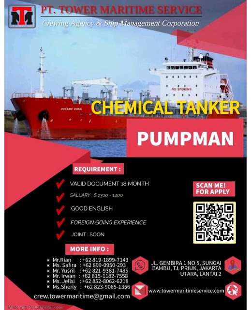 Job Pelaut Terbaru Januari 2024 Kapal Chemical Tanker