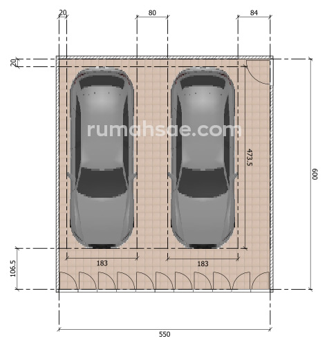   Ukuran  Ideal Garasi  di Rumah Kapasitas 1 dan 2  Mobil  