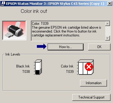 the epson c45 printer ink cartridges could be refilled manually ...