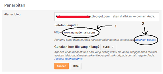 Cara setting blogspot ke domain sendiri