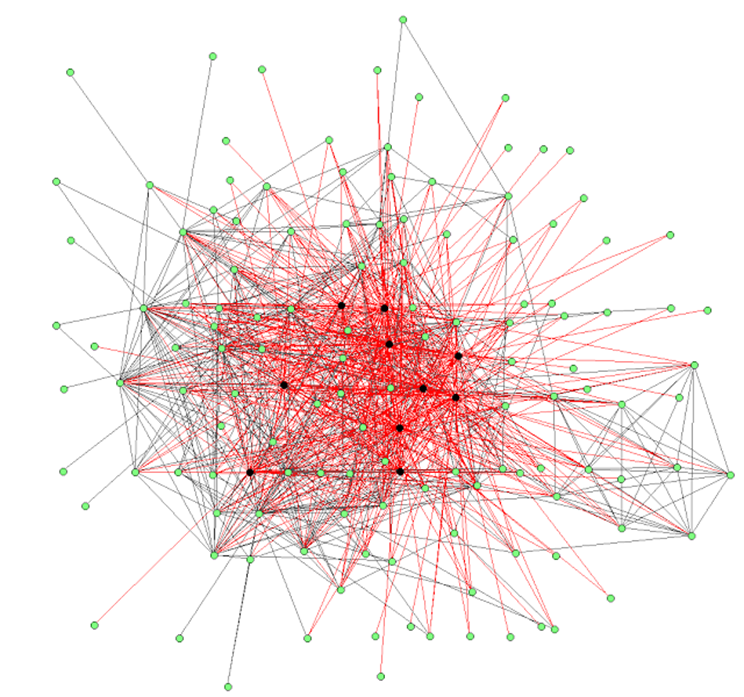 Modelo de redes. Como cualquier sistema multivariable, la comunidad se la describe en base a la teoría de redes, cada nodo en este nivel representa a una especie, y cada línea un tipo de interacción. La suma de todo genera una serie de propiedades emergentes, complejas y autoreguladas en estados de equilibrios dinámicos. Dado que cada nodo posee múltiples interacciones, eliminarlo causa una pérdida de equilibrio de la entidad como un todo que se transmite a través de la red de relaciones.