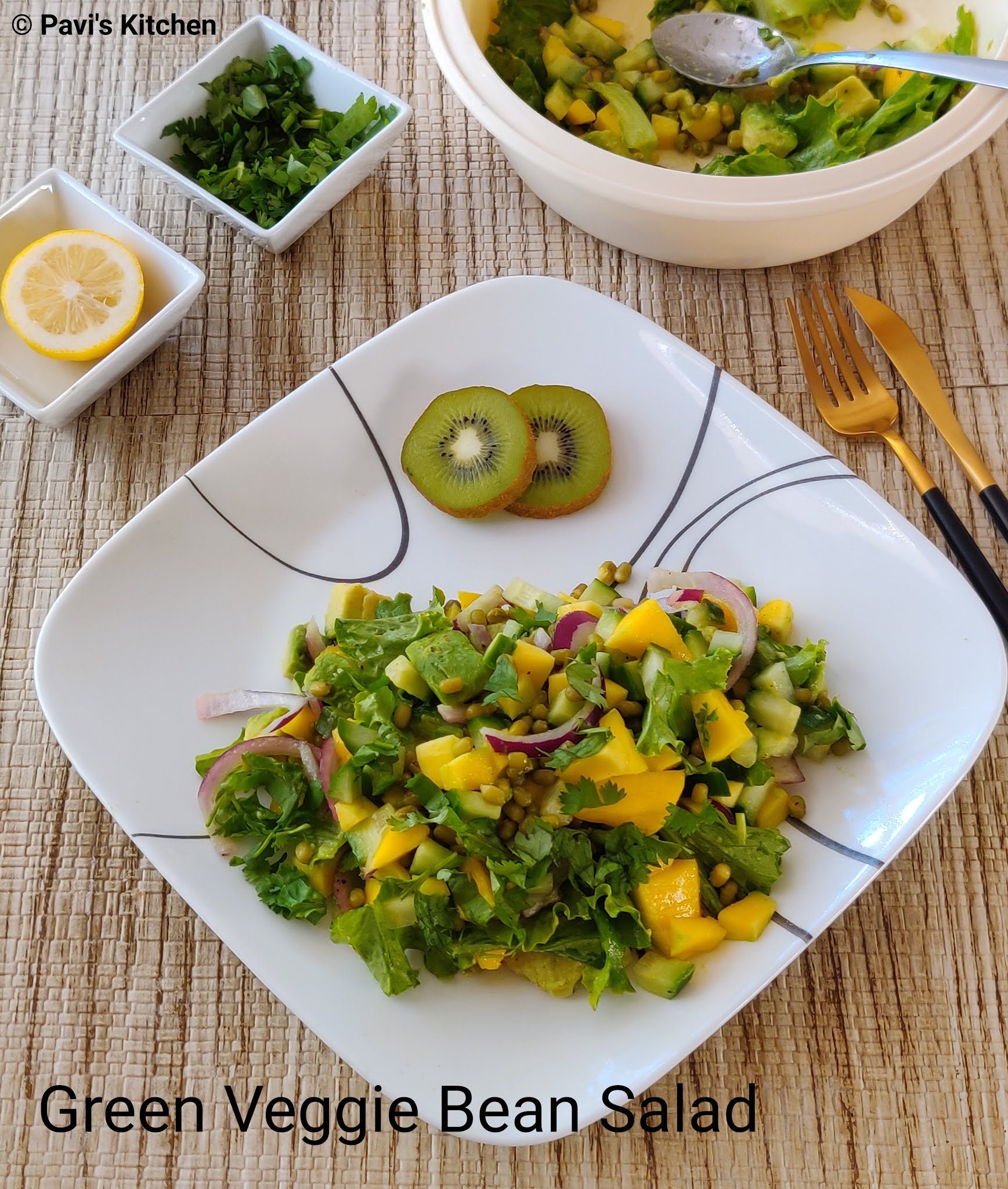 Boiled green moong dal salad | green mung bean salad | green gram salad recipe