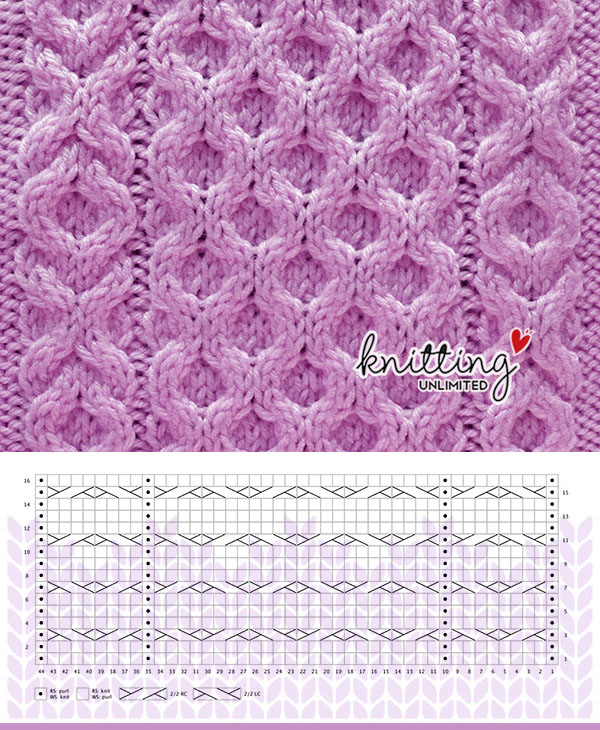 Intermediate Cable Knitting No 26. This pattern is available for FREE on Knitting Unlimited website. Including written instructions and a chart with key.