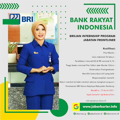 Lowongan Kerja Bank BRI Bandung Terbaru Maret 2021