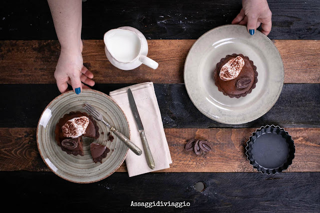 Chocolate Truffle Tarts with Bourbon Whipped cream