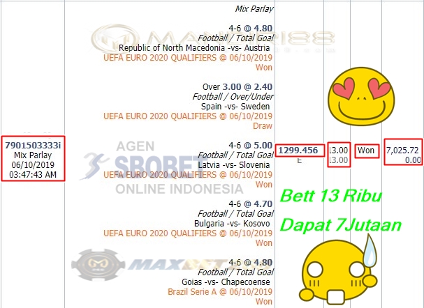  Selamat Kepada DxxxxR SxxxxxxL yang sedang beruntung memenangkan Jackpot MIX PARLAY