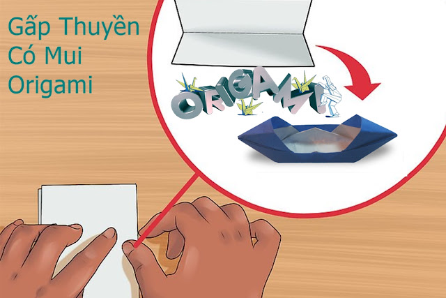 Cách gấp, xếp thuyền có mui bằng giấy origami - Video hướng dẫn xếp hình - How to make a motor boat 