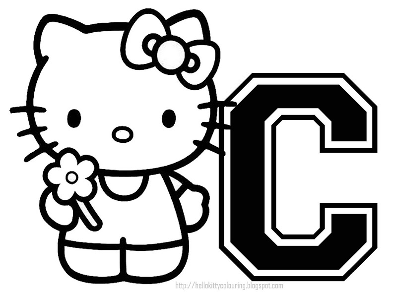 PERSONALIZED COLORING PAGE INITIAL LETTER HELLO KITTY title=