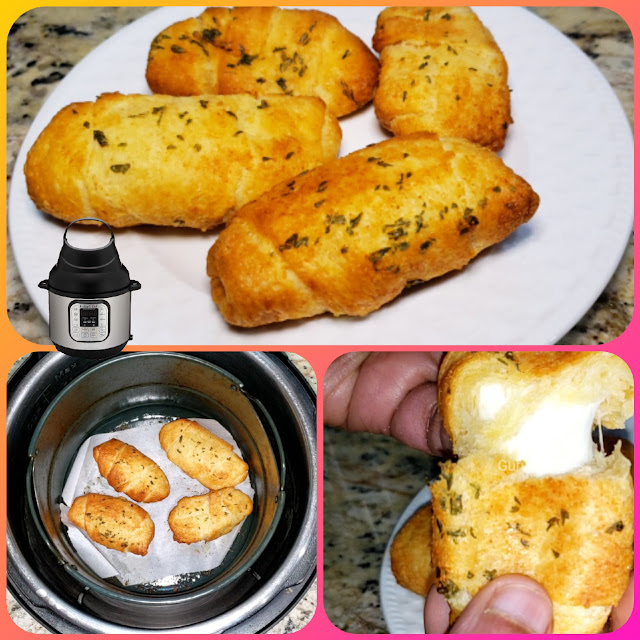 Cheesy Garlic Crescent Rolls in Air Fryer Lid