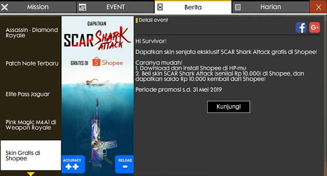 Cara Beli Senjata Scar Shark Garena FreeFire Di Shopee