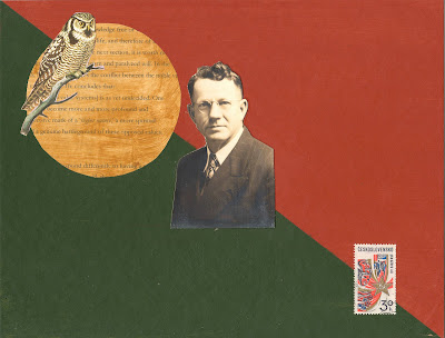 flag collage bird identification guide owl sun worship vintage black and white photography portrait Czeck communist postage stamp by Justin Marquis