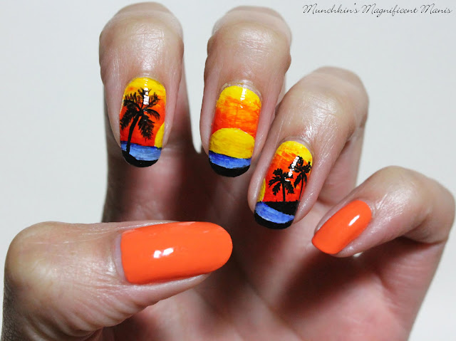 Tropical Sunset Nail Design