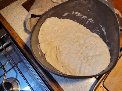 The Lekue is open and the dough looks bigger and pump.