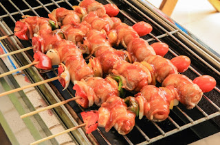 kabobs on a grill