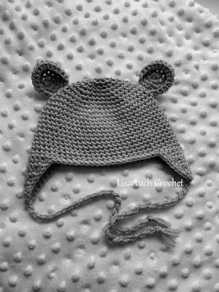 0-3 months baby hat crochet pattern with earfaps