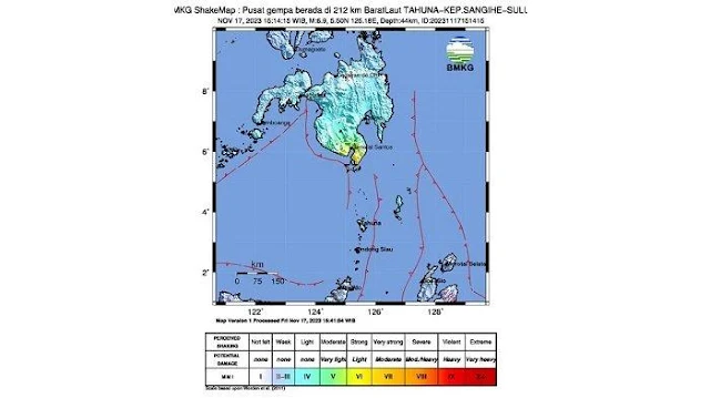 Gempa Sulut M 6,9 Sore Ini Terasa hingga Manado