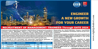 43 Management Trainee - Chemical,Mechanical,Civil Job Vacancies in Engineers India Limited