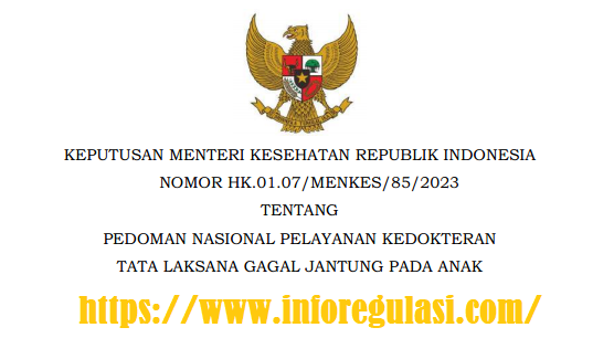 Kepmenkes (KMK) Tentang Pedoman Nasional Pelayanan Kedokteran Tata Laksana Gagal Jantung Pada Anak