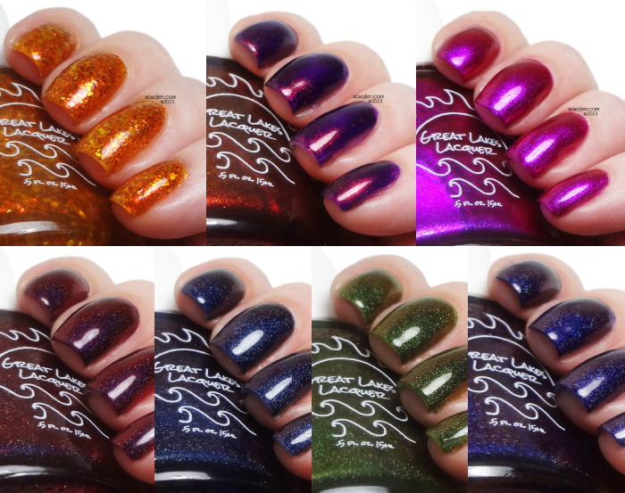 xoxoJen's swatch of Great Lakes Lacquer 2020 Quad (modernized) and Black Friday Trio