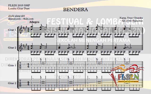 Partitur Lagu Bendera