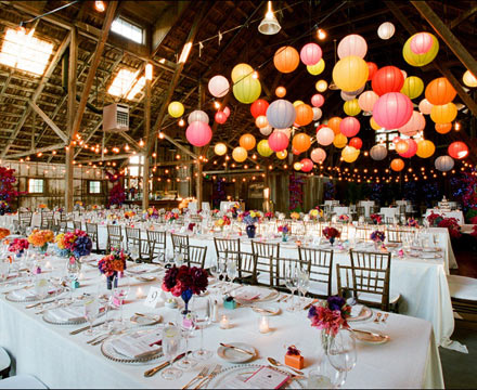 Whether your wedding is indoors or outdoors paper lanterns are both