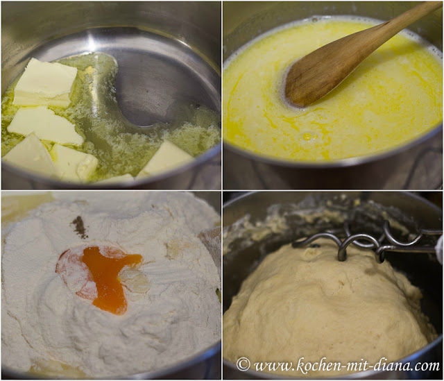 preparing the dough for pumpkin rolls