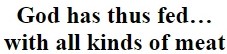 "God has thus fed and ordered the kitchen with all kinds of meat"