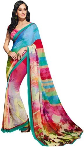 Multi-Coloured Georgette Saree