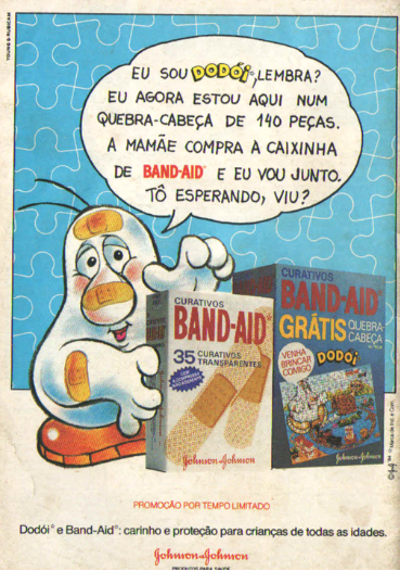 Propaganda antiga do Band-Aid com um quebra-cabeça acompanhado do produto