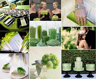 black and green wedding reception. green black and white wedding