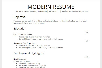 Google Docs Templates on Template Google Docs     Modern Resume