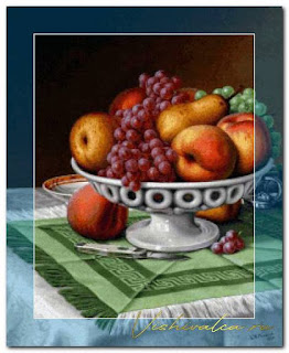 Download cross stitch scheme PRE006 "Still Life with Fruit and Pocket Knift" Scarlet Quince