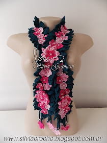 cordão de croche, croche, crochet, flor, flores de croche, flores em croche, colar, feminino