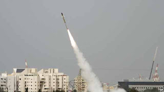 A rocket is launched from the Israeli anti-missile system known as Iron Dome, March 12, 2012.