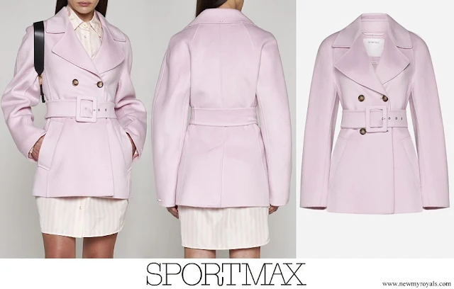 Queen Rania wore SPORTMAX Dritto wool and cashmere short coat